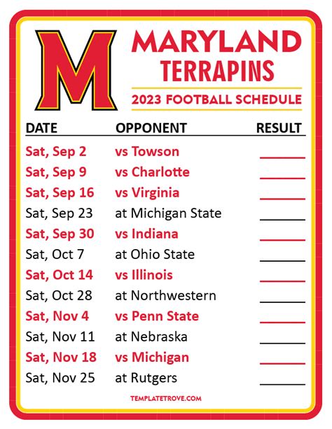 maryland football game schedule